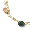 Nuggets Natural Moss Agate & Imitation Pearl Multi-Strand Anklets BJEW-P326-01B-G-2