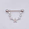 304 Stainless Steel Clear Cubic Zirconia Star Nipple Rings WG994A5-05-1