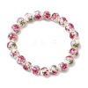 Handmade Flower Printed Porcelain Ceramic Beaded Stretch Bracelets BJEW-JB11910-01-2