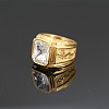 304 Stainless Steel with Cubic Zirconia Dragon Pattern Finger Rings for Men FS-WGD623F-20-1