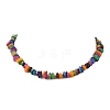 Dyed Natural Freshwater Shell Chip & Brass Beaded Necklaces NJEW-JN06409-2
