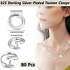 Brass Twister Clasps KK-BBC0023-90S-2