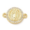 Rack Plating Brass Micro Pave Clear Cubic Zirconia Religion Virgin Mary Connector Charms KK-L224-094G-05-1