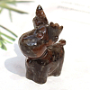 Christmas Natural Mahogany Obsidian Carved Healing Deer Figurines WG18412-03-1