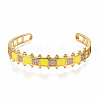Brass Micro Pave Clear Cubic Zirconia Cuff Bangles BJEW-N302-006G-NF-1