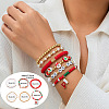 6Pcs 6 Styles Christmas Theme Handmade Polymer Clay Hesihi & CCB Beads Stretch Bracelet & Acrylic Beads Charm Bracelet Set for Women WG289FB-14-1