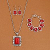 Rectangle Alloy with Synthetic Turquoise Pendant Necklaces & Dangle Earrings & Link Bracelets Sets WGD1135-12-1