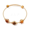 Natural Amber Horse Eye Herringbone Wire-Wrapped Open Cuff Bangles BJEW-JB14461-3