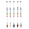 Chakra Synthetic & Natural Mixed Gemstone Pointed Dowsing Pendulums PALLOY-JF02608-02-1