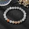 8mm Round Natural Golden Silk Jade Beaded Stretch Bracelets for Women BJEW-JB10924-2