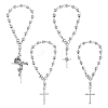 4Pcs 4 Styles Gothic 304 Stainless Steel Prayer Beaded Bracelet Sets BJEW-GO00002-1