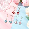 304 Stainless Steel Handmade Glass Seed Beads Rhombus Dangle Earrings EJEW-MZ00517-1