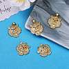 5Pcs Brass Micro Pave Clear & Green Cubic Zirconia Pendants ZIRC-SZ0003-17-6