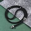 Frosted Black Glass Beaded Lariat Necklaces NJEW-F331-01AS-01-2