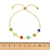 Adjustable Brass Glass Heart Link Chain Slider Bracelets for Women BJEW-JB14162-5