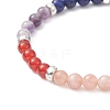 Natural Mixed Gemstone Round Beaded Stretch Bracelets BJEW-JB09399-2