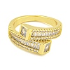 Brass Micro Pave Clear Cubic Zirconia Adjustable Finger Rings for Women RJEW-B069-12G-2