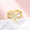 Brass Micro Pave Cubic Zirconia Cuff Rings for Women RJEW-U053-03G-2
