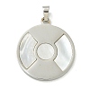 304 Stainless Steel Pave Natural Shell Pendants STAS-H222-02P-1