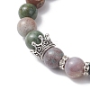 Natural Indian Agate Beaded Stretch Bracelets for Women Men BJEW-JB12690-3