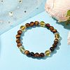 8mm Round Dyed Natural Quartz Crystal & Tiger Eye Stretch Bracelets for Women Men BJEW-TA00519-2