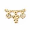 Rack Plating Brass Micro Pave Clear Cubic Zirconia Heart Connector Charms KK-G456-01G-02-1