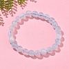 Natural Aquamarine Round Bead Stretch Bracelets for Men Women BJEW-U034-01C-02-2
