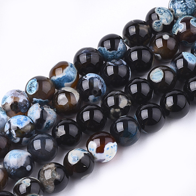Natural Fire Crackle Agate Beads Strands G-S346-8mm-03-1