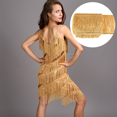 Paillette Tassel Polyester Ribbon Trim OCOR-WH0078-145C-1