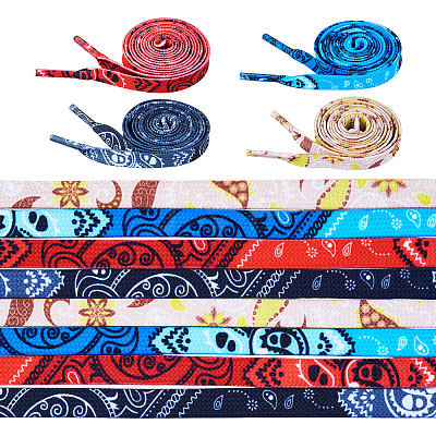 4 Pairs 4 Colors Flower Pattern Polyester Shoelaces FIND-TA0010-30-1