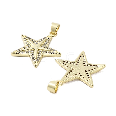 Rack Plating Star Brass Micro Pave Cubic Zirconia Pendants KK-E102-11G-1