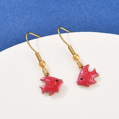 Ocean Series 304 Stainless Steel Enamel Dangle Earrings EJEW-K017-01H-G-1