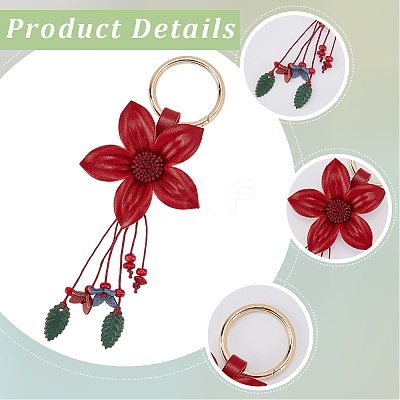 Leather and Alloy Keychain HJEW-WH20022-04A-03-1