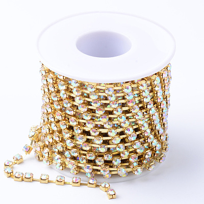 Brass Rhinestone Strass Chains CHC-T002-SS14-02C-1