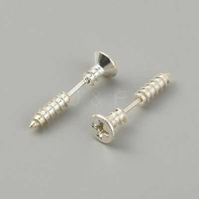 304 Stainless Steel Screw Shape Front Back Stud Earrings STAS-WH0061-23S-1