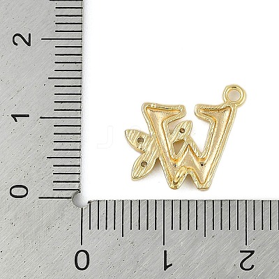 Brass Crystal Rhinestone Letter Links Connector Charms KK-S395-06G-W-1