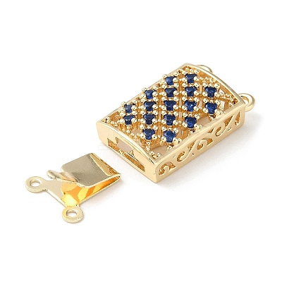 Brass Micro Pave Cubic Zirconia Box Clasps KK-F862-32G-02-1