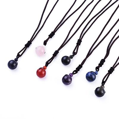 Natural & Synthetic Mixed Stone Pendant Necklaces NJEW-P241-A-1