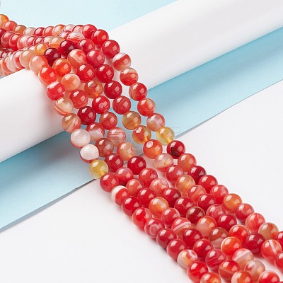 Natural Striped Agate/Banded Agate Bead Strands G-K155-A-8mm-05-1