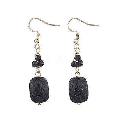 Synthetic Goldstone Rectangle Dangle Earrings EJEW-JE06601-03-1