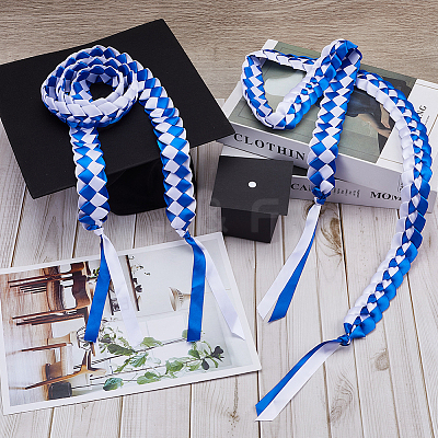 Two Tone Graduation Ribbon Leis FIND-WH0423-78A-1