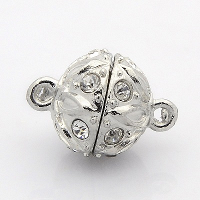 Round Alloy Magnetic Clasps with Loops PALLOY-P076-02-1