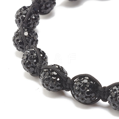 Sparkling Ball Rhinestone Braided Bead Bracelet for Women BJEW-JB07703-05-1
