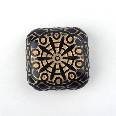 Cuboid Plating Acrylic Beads PACR-Q102-163B-1