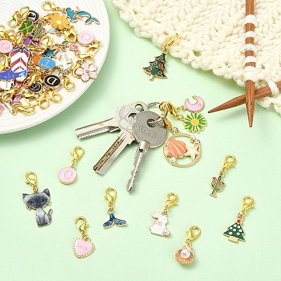 50Pcs Alloy Enamel Pendant Decorations HJEW-YW00386-1