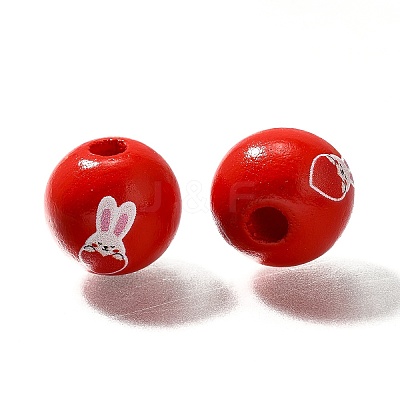 Valentine's Day Element Printed Wood Beads WOOD-R002-01-22-1