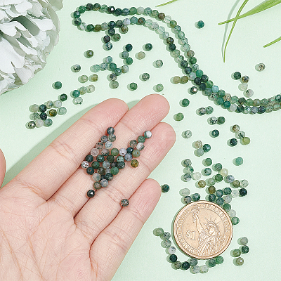 2 Strands Natural Moss Agate Beads Strands G-NB0004-12-1