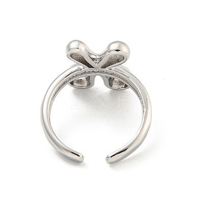 Brass Letter Open Cuff Rings for Women RJEW-G313-01X-P-1