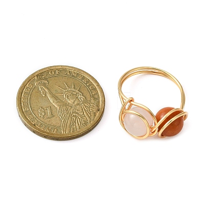 Natural Mixed Gemstone Finger Ring RJEW-JR00590-1