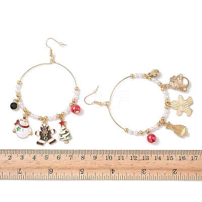 Christmas Theme Alloy Enamel Dangle Earrings LS-EJEW-B068-01G-02-1